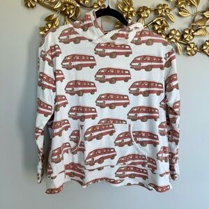 kate quinn White Hoodie with Rust Van Print